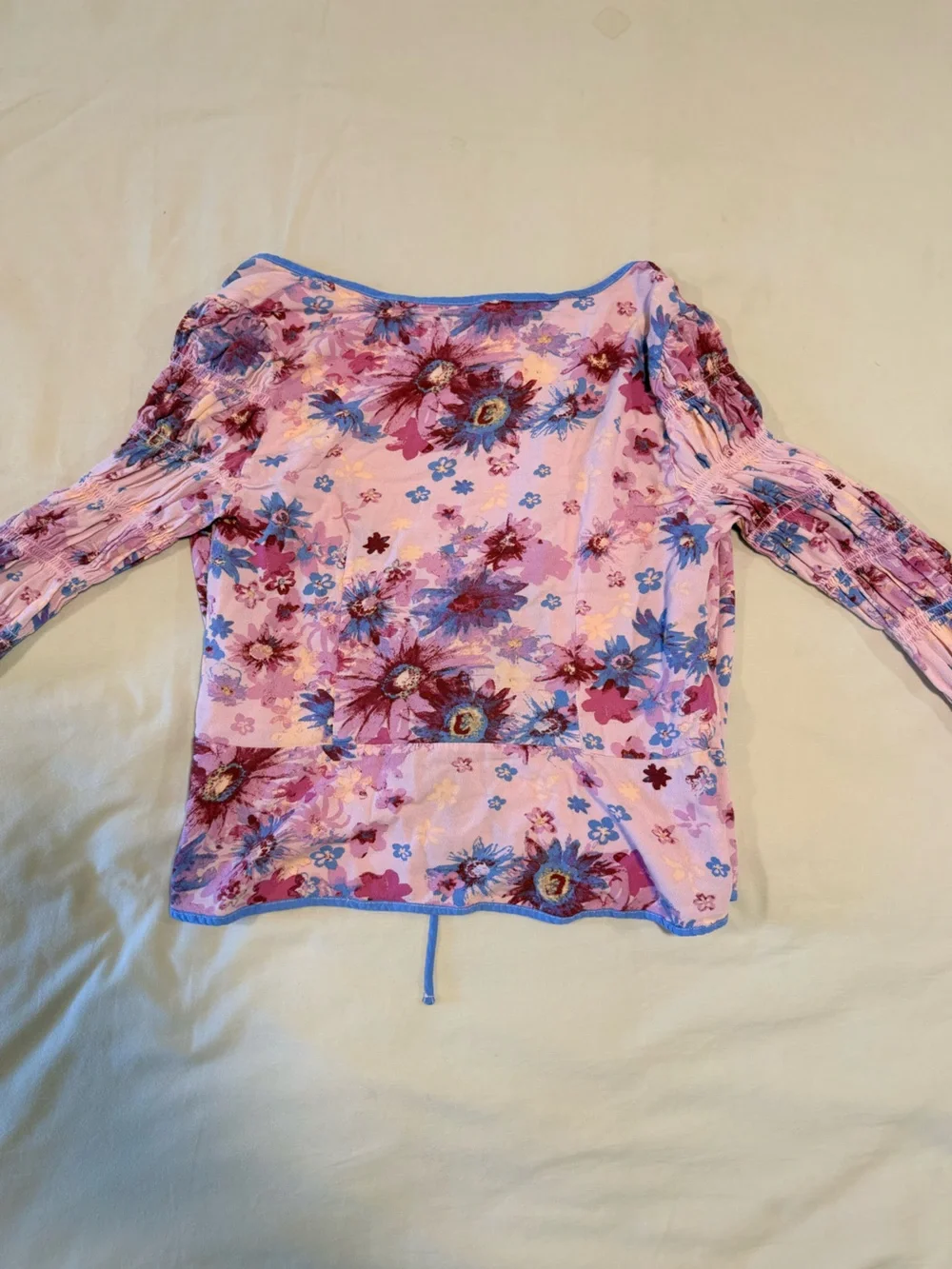 Free People Pink Lavender Floral Tie-Front Top